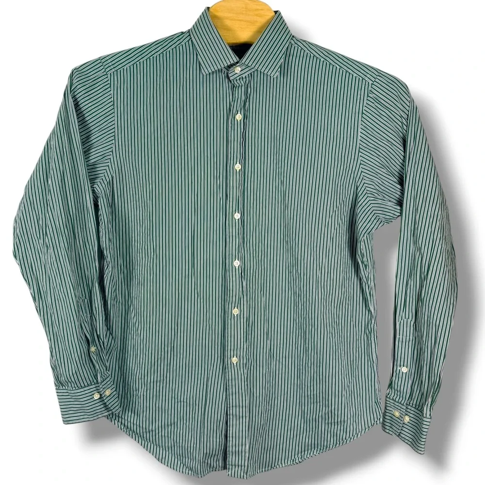 Vintage Polo Ralph Lauren Button Down Men 16.5 L Green Striped Regent Classic